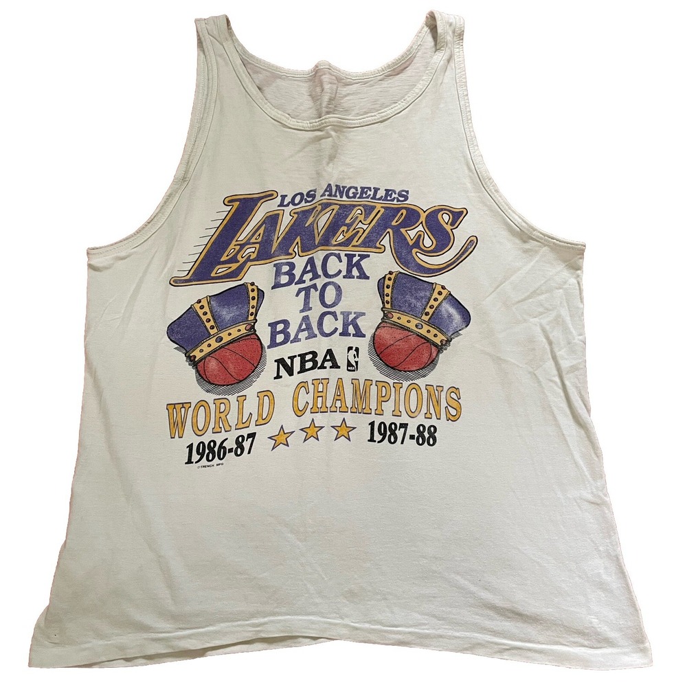 Vtg 80s Los Angeles Lakers Tank Top Sz L 1986-88 Back To Back World Champs NBA